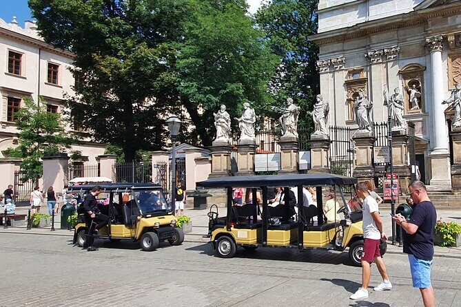 Cracow guided Full tour by Golf Cart-Family Discount - Plac Bohaterów Getta: the chairs memorial stop